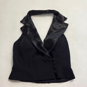 Vintage Cecily Brown Beaded Collar Vest